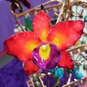 One of a kind sculpted orchid hair clip